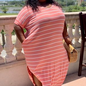 Coral stripped maxi dress